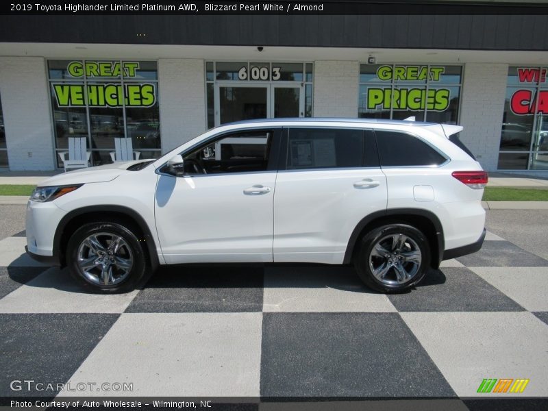 Blizzard Pearl White / Almond 2019 Toyota Highlander Limited Platinum AWD