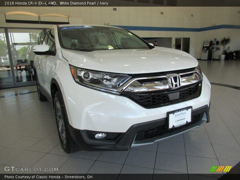 White Diamond Pearl / Ivory 2018 Honda CR-V EX-L AWD