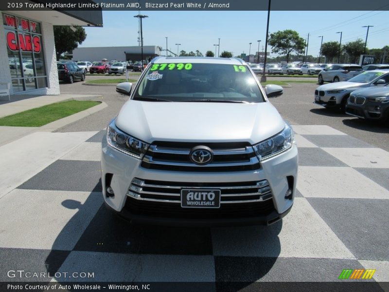 Blizzard Pearl White / Almond 2019 Toyota Highlander Limited Platinum AWD