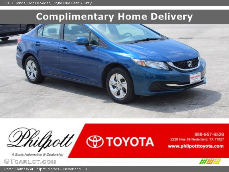 Dyno Blue Pearl / Gray 2013 Honda Civic LX Sedan