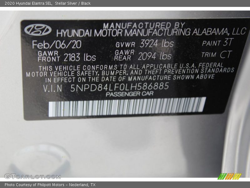 Stellar Silver / Black 2020 Hyundai Elantra SEL