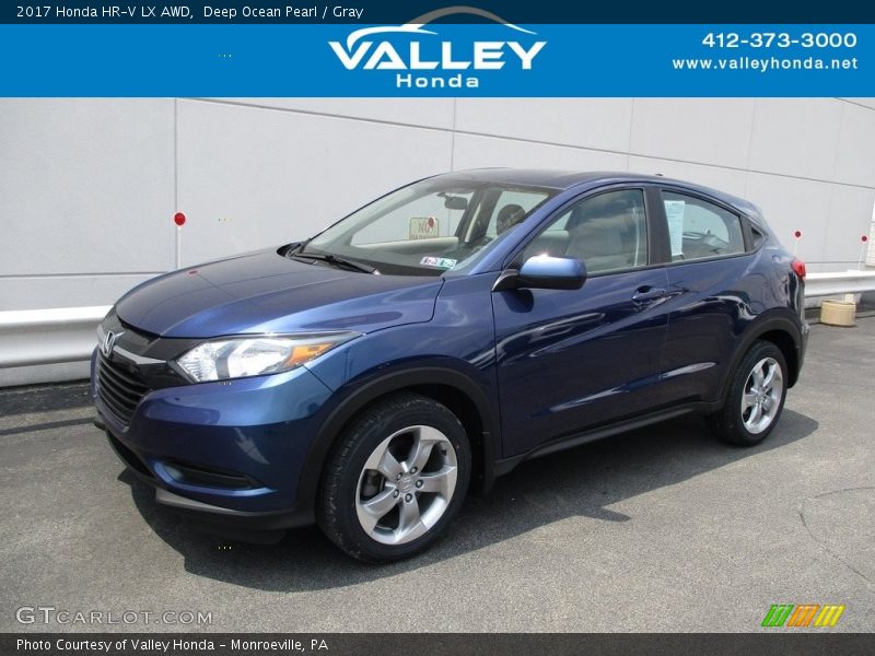 Deep Ocean Pearl / Gray 2017 Honda HR-V LX AWD
