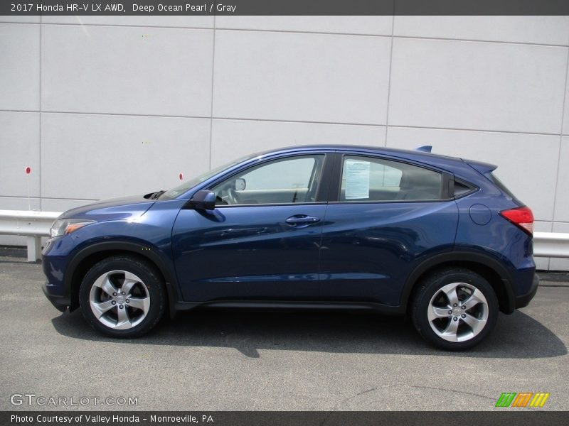 Deep Ocean Pearl / Gray 2017 Honda HR-V LX AWD