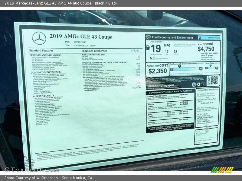 Black / Black 2019 Mercedes-Benz GLE 43 AMG 4Matic Coupe