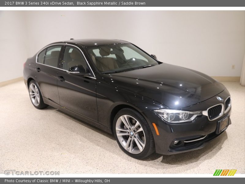 Black Sapphire Metallic / Saddle Brown 2017 BMW 3 Series 340i xDrive Sedan