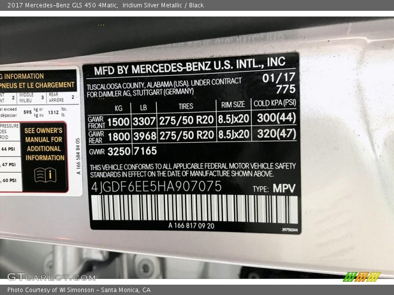 Iridium Silver Metallic / Black 2017 Mercedes-Benz GLS 450 4Matic