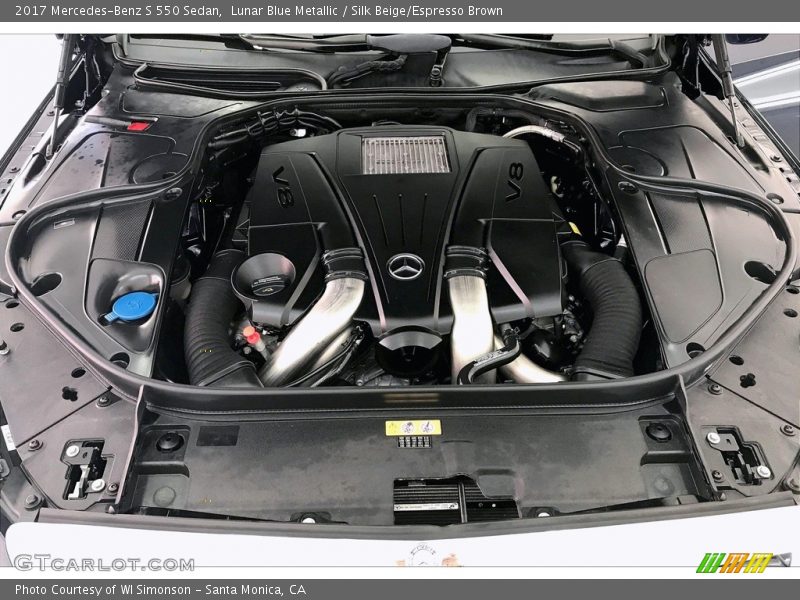 Lunar Blue Metallic / Silk Beige/Espresso Brown 2017 Mercedes-Benz S 550 Sedan