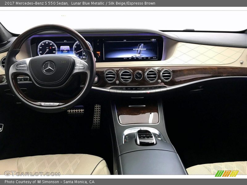 Lunar Blue Metallic / Silk Beige/Espresso Brown 2017 Mercedes-Benz S 550 Sedan