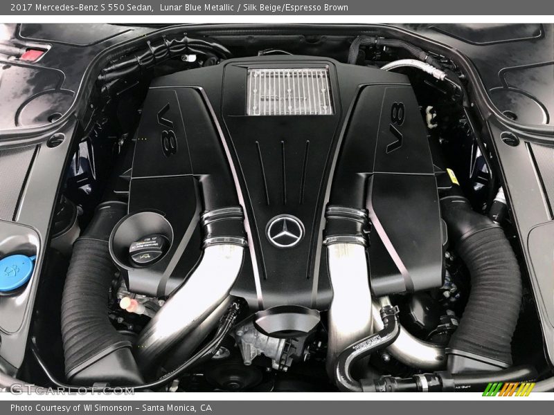 Lunar Blue Metallic / Silk Beige/Espresso Brown 2017 Mercedes-Benz S 550 Sedan
