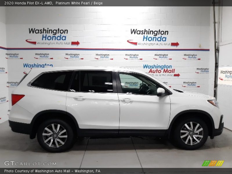 Platinum White Pearl / Beige 2020 Honda Pilot EX-L AWD
