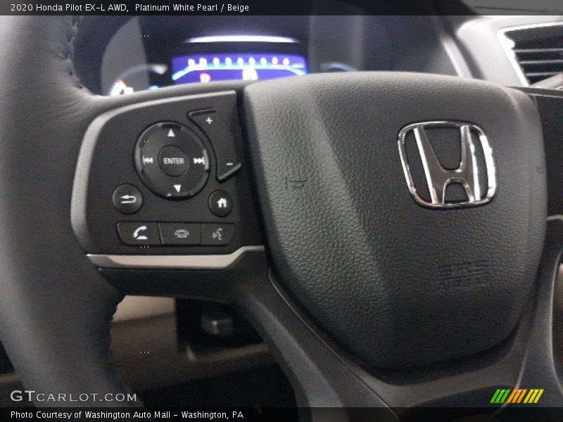 Platinum White Pearl / Beige 2020 Honda Pilot EX-L AWD