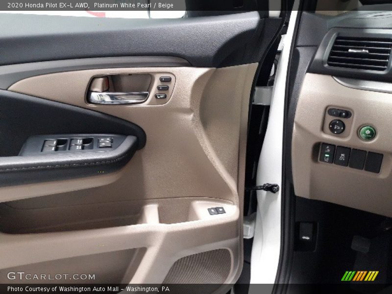 Platinum White Pearl / Beige 2020 Honda Pilot EX-L AWD