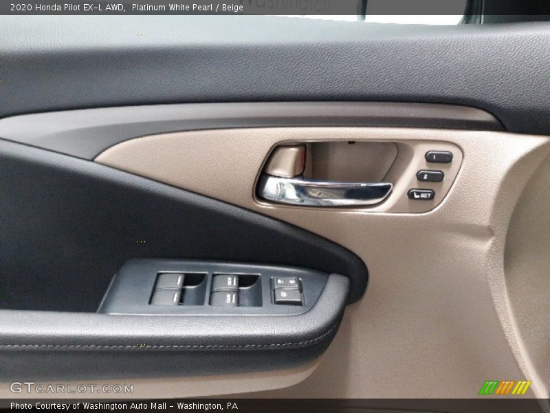 Platinum White Pearl / Beige 2020 Honda Pilot EX-L AWD
