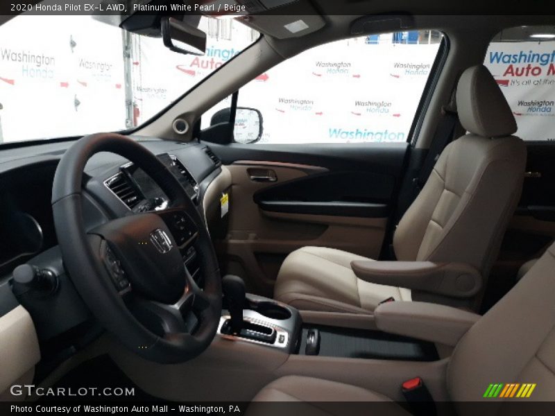 Platinum White Pearl / Beige 2020 Honda Pilot EX-L AWD
