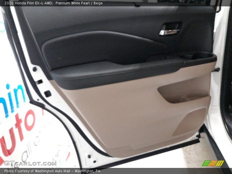 Platinum White Pearl / Beige 2020 Honda Pilot EX-L AWD