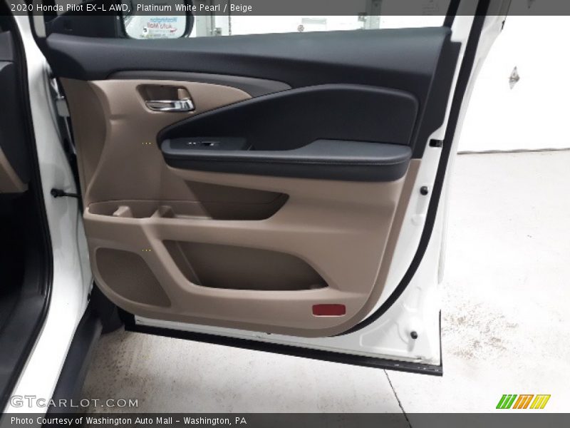 Platinum White Pearl / Beige 2020 Honda Pilot EX-L AWD