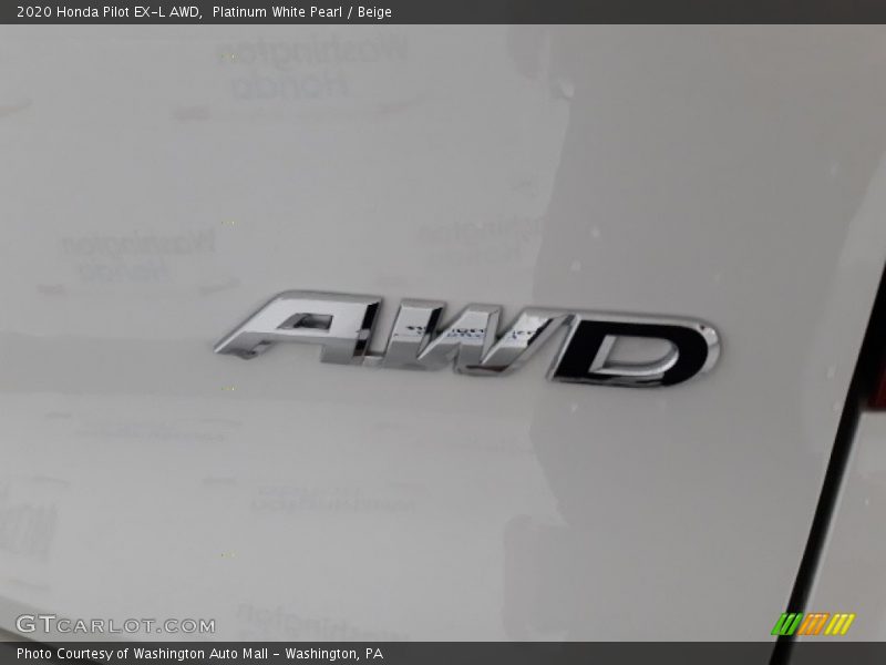 Platinum White Pearl / Beige 2020 Honda Pilot EX-L AWD