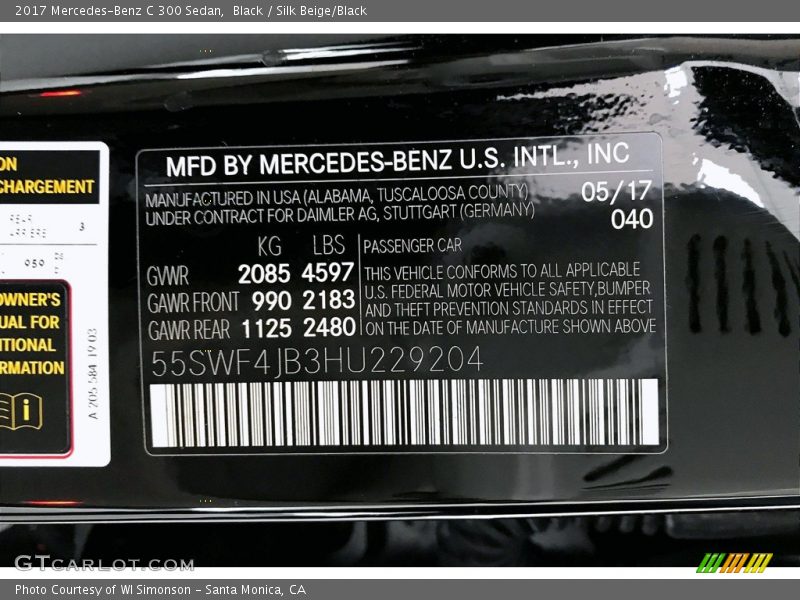 Black / Silk Beige/Black 2017 Mercedes-Benz C 300 Sedan