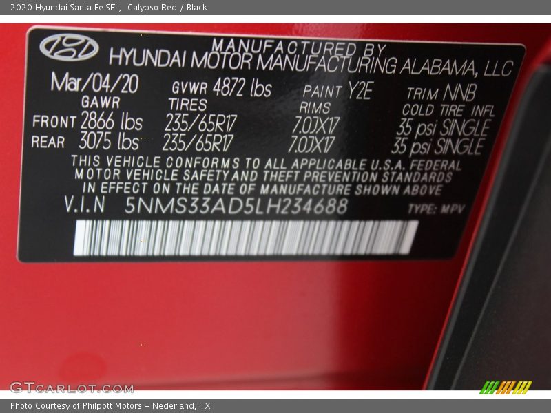 Calypso Red / Black 2020 Hyundai Santa Fe SEL