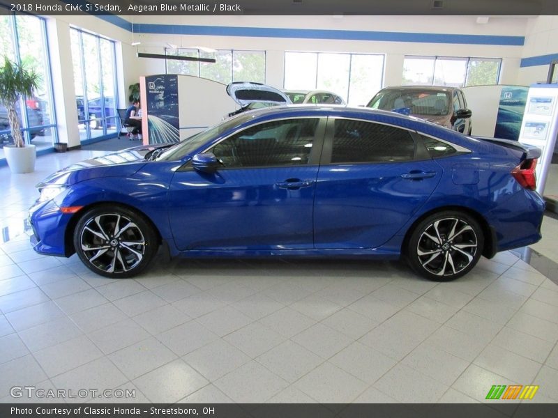 Aegean Blue Metallic / Black 2018 Honda Civic Si Sedan