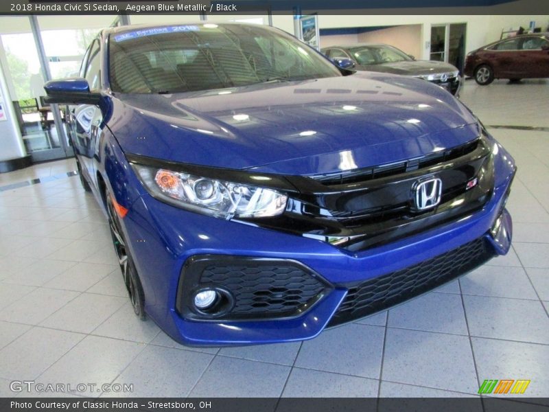 Aegean Blue Metallic / Black 2018 Honda Civic Si Sedan