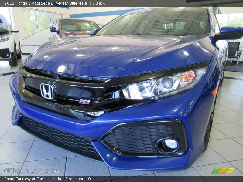 Aegean Blue Metallic / Black 2018 Honda Civic Si Sedan