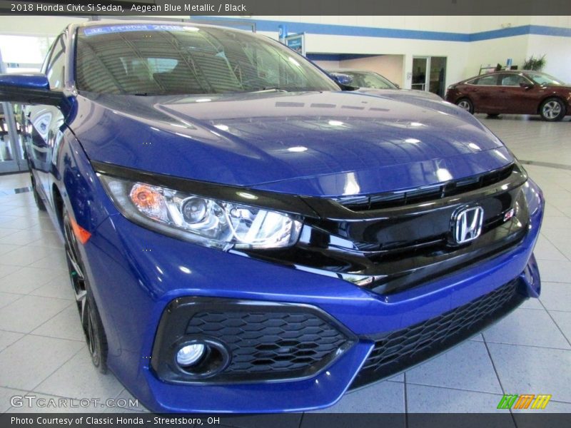 Aegean Blue Metallic / Black 2018 Honda Civic Si Sedan