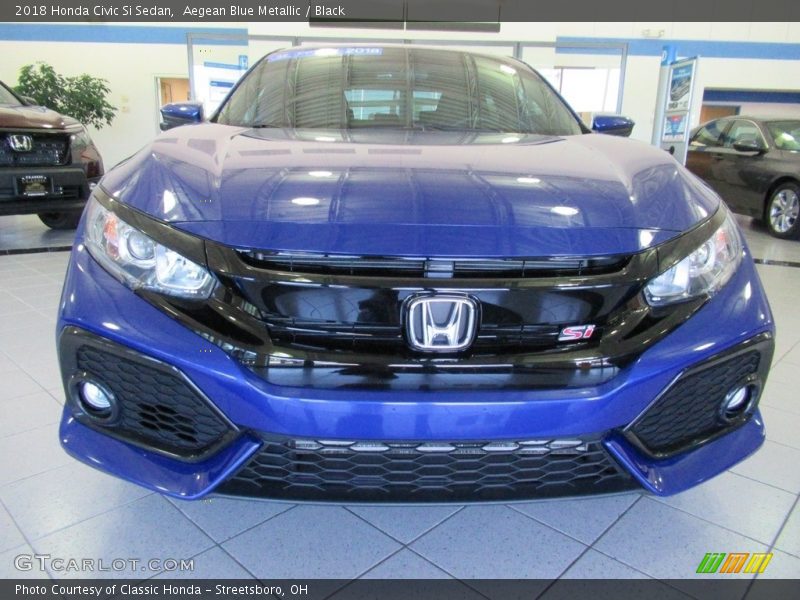 Aegean Blue Metallic / Black 2018 Honda Civic Si Sedan