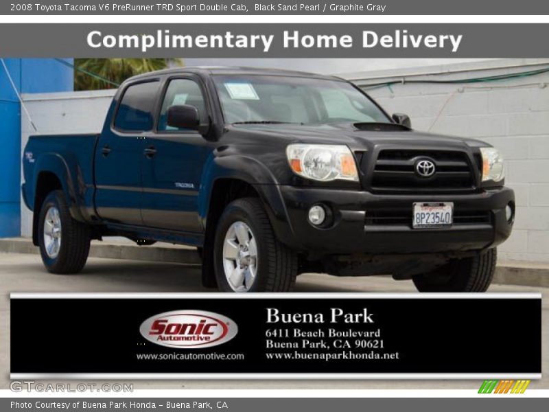 Black Sand Pearl / Graphite Gray 2008 Toyota Tacoma V6 PreRunner TRD Sport Double Cab