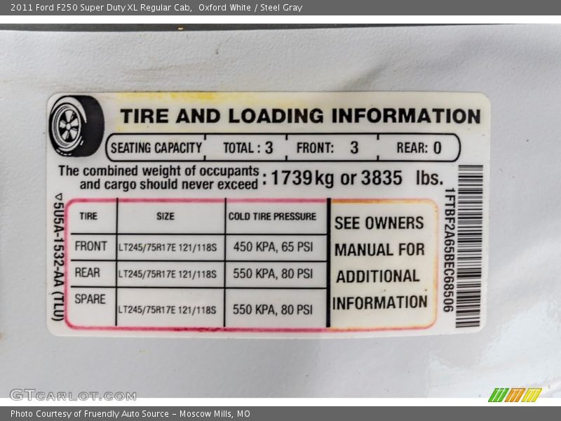 Oxford White / Steel Gray 2011 Ford F250 Super Duty XL Regular Cab