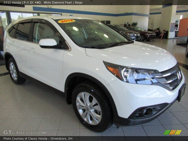 White Diamond Pearl / Beige 2012 Honda CR-V EX 4WD