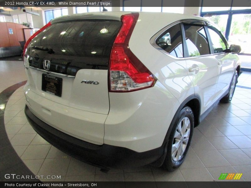 White Diamond Pearl / Beige 2012 Honda CR-V EX 4WD