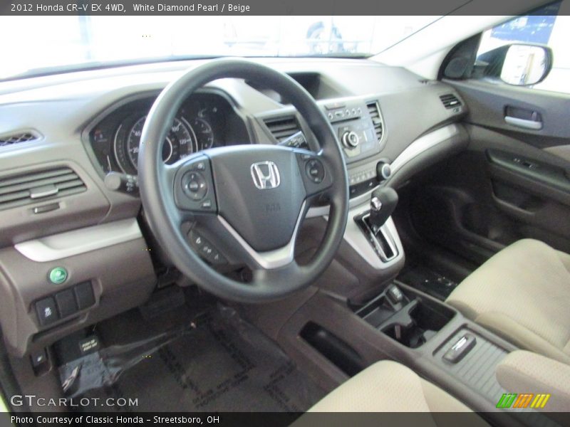 White Diamond Pearl / Beige 2012 Honda CR-V EX 4WD