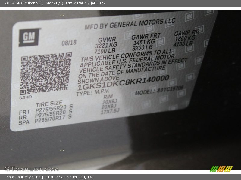 Smokey Quartz Metallic / Jet Black 2019 GMC Yukon SLT