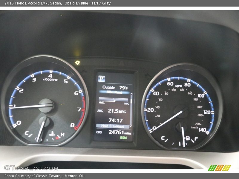 Obsidian Blue Pearl / Gray 2015 Honda Accord EX-L Sedan