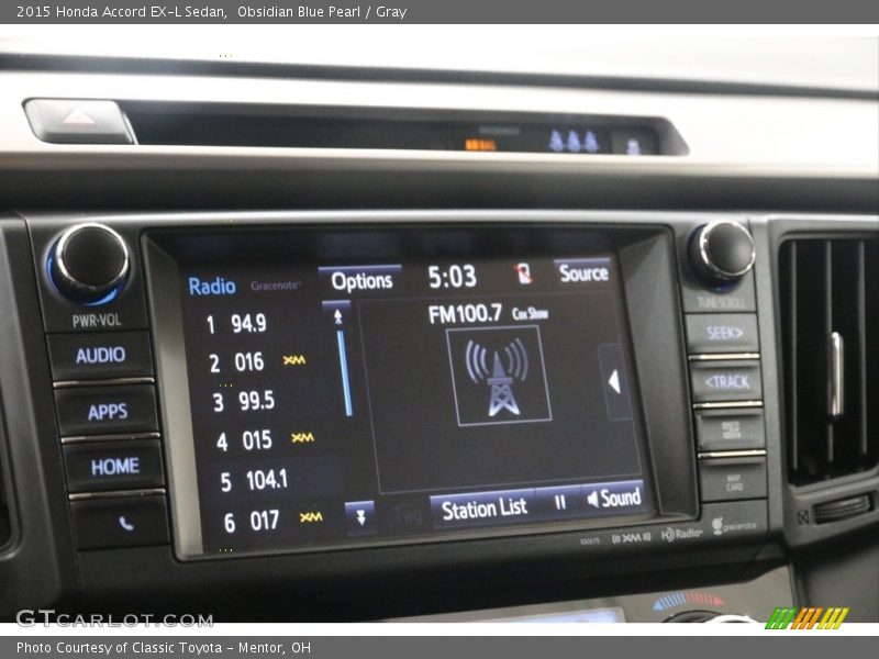 Obsidian Blue Pearl / Gray 2015 Honda Accord EX-L Sedan