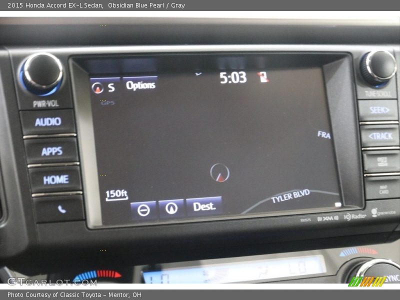 Obsidian Blue Pearl / Gray 2015 Honda Accord EX-L Sedan