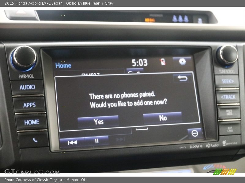 Obsidian Blue Pearl / Gray 2015 Honda Accord EX-L Sedan