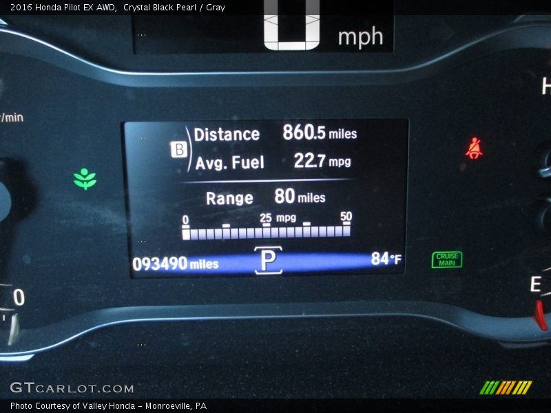 Crystal Black Pearl / Gray 2016 Honda Pilot EX AWD