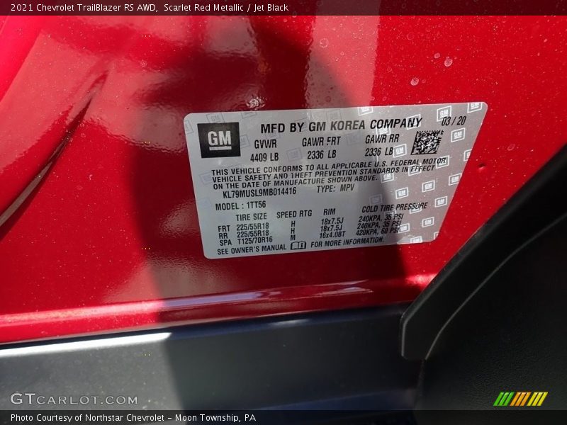 Scarlet Red Metallic / Jet Black 2021 Chevrolet TrailBlazer RS AWD
