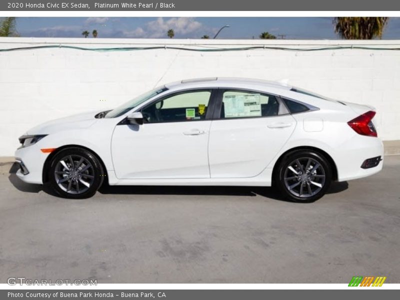 Platinum White Pearl / Black 2020 Honda Civic EX Sedan