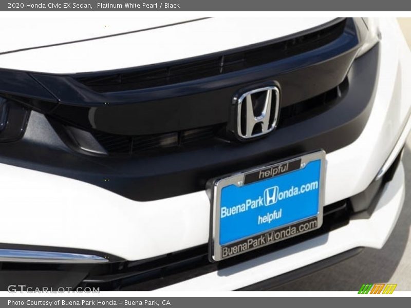 Platinum White Pearl / Black 2020 Honda Civic EX Sedan