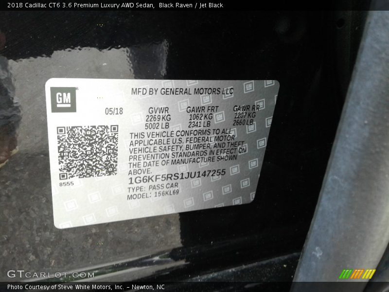 Black Raven / Jet Black 2018 Cadillac CT6 3.6 Premium Luxury AWD Sedan