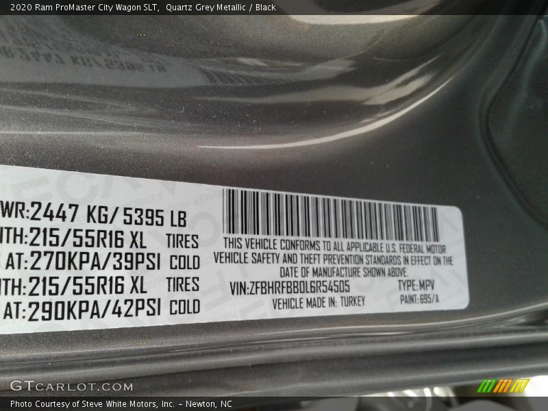2020 ProMaster City Wagon SLT Quartz Grey Metallic Color Code 695