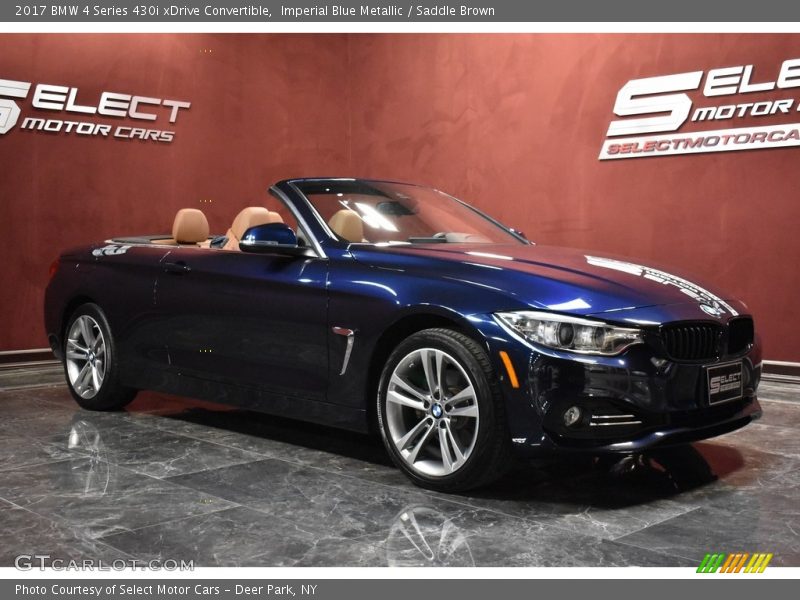 Imperial Blue Metallic / Saddle Brown 2017 BMW 4 Series 430i xDrive Convertible
