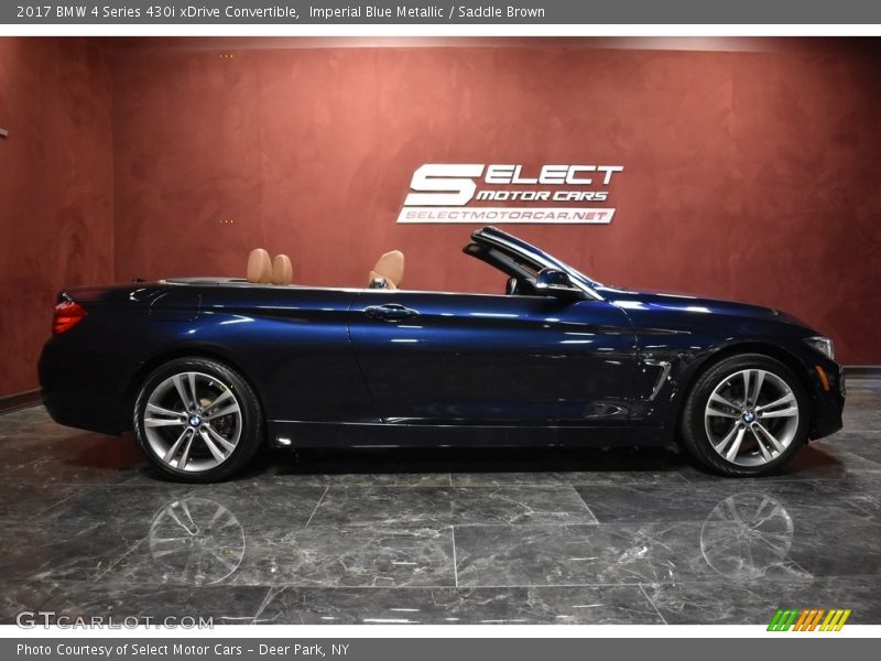 Imperial Blue Metallic / Saddle Brown 2017 BMW 4 Series 430i xDrive Convertible
