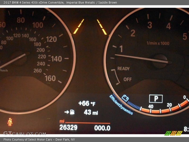 Imperial Blue Metallic / Saddle Brown 2017 BMW 4 Series 430i xDrive Convertible