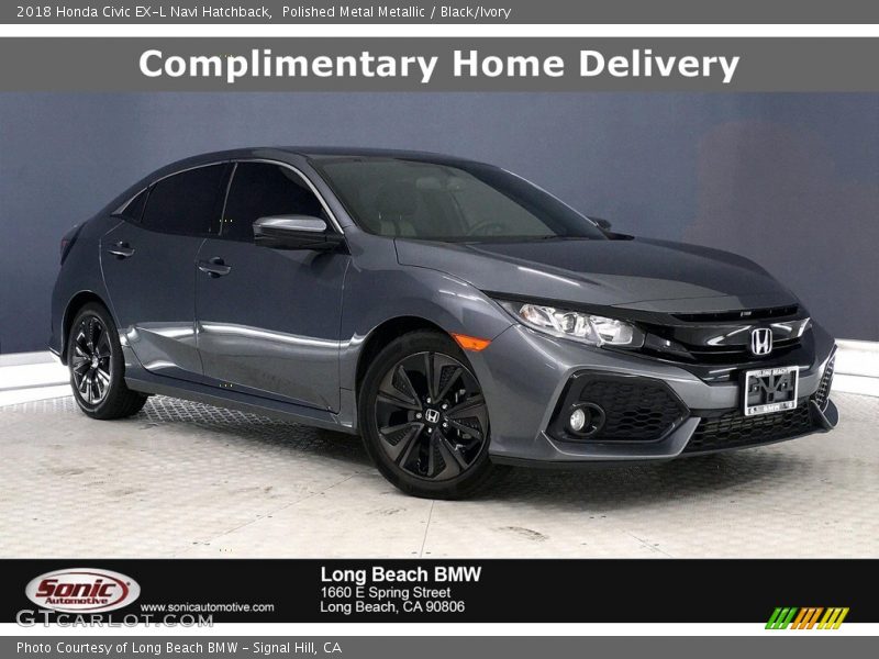 Polished Metal Metallic / Black/Ivory 2018 Honda Civic EX-L Navi Hatchback