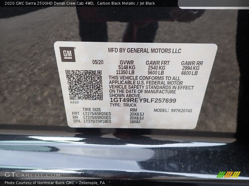 Carbon Black Metallic / Jet Black 2020 GMC Sierra 2500HD Denali Crew Cab 4WD