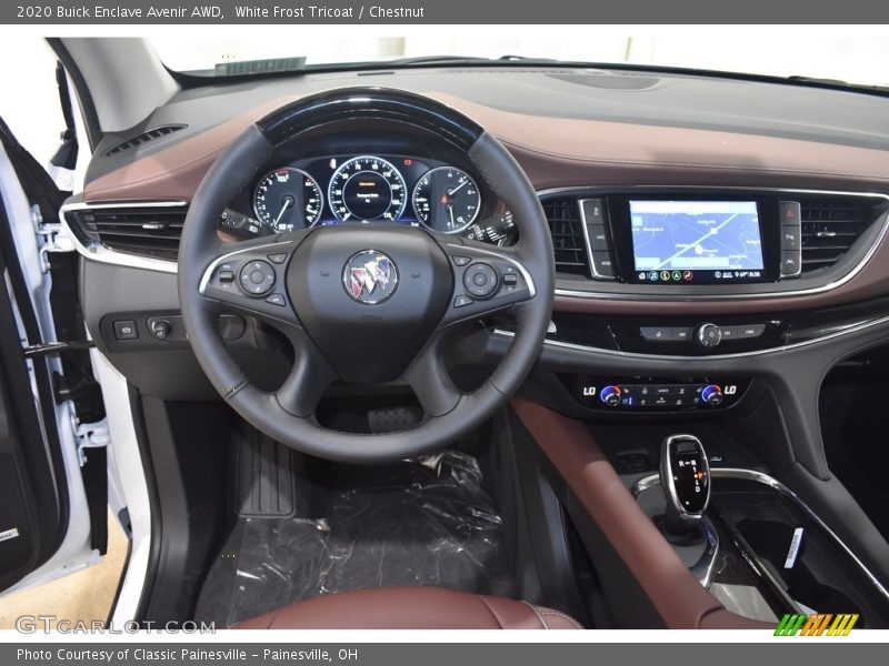 White Frost Tricoat / Chestnut 2020 Buick Enclave Avenir AWD